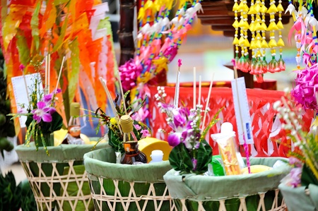 LAMPHUN,THAILAND - SEPT. 29 : Salak Yom tradition,Traditionally done since ancient times to the present. Merit for the deceased ancestors. at Hariphunchai temple on Sept. 29, 2012 in Lamphun,Thailandのeditorial素材