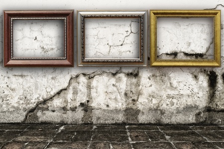 Antique frame on dirt backgroundの写真素材