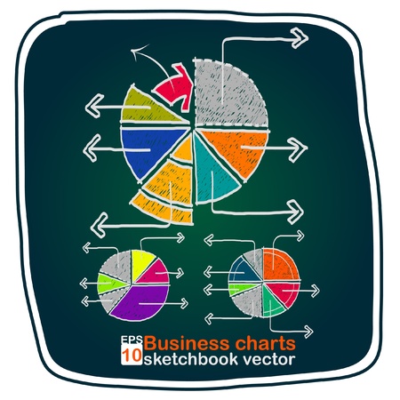 Business pie charts sketchbook vectorのイラスト素材