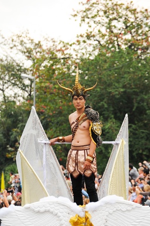 CHIANG MAI,THAILAND-FEB.2 : 37th Anniversary Chiang Mai Flower Festival, Unidentified man in parade annual Chiang Mai flower festival. on Feb.2, 2013 in Chiang Mai,Thailand.のeditorial素材