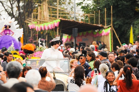 CHIANG MAI,THAILAND-FEB.2 : 37th Anniversary Chiang Mai Flower Festival, Unidentified woman in...