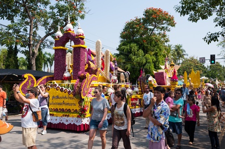 CHIANG MAI,THAILAND-FEB.3 : 37th Anniversary Chiang Mai Flower Festival, People are interested in...