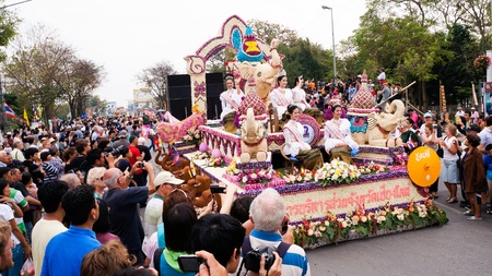 CHIANG MAI,THAILAND-FEB.2 : 37th Anniversary Chiang Mai Flower Festival, Unidentified women in...