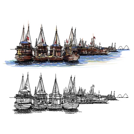 Halong Bay Vietnam sketchbookのイラスト素材