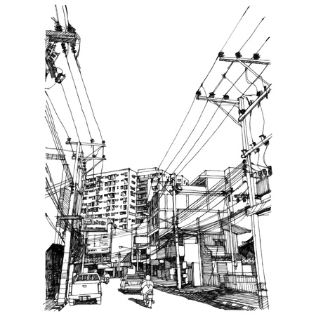 City street sketchbookのイラスト素材