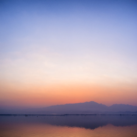 Lake sunset in Thailandの写真素材