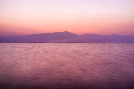 Lake sunset in Thailandの写真素材