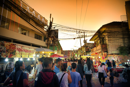 CHIANG MAI THAILAND - SEPTEMBER 29 : Saturday market walking street, Popular tourist souvenirs and visit the local craft market is be held every Saturday. on September 29,2014 in Chiang Mai, Thailand.のeditorial素材
