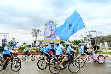 CHIANG MAI THAILAND - AUGUST 16 : Bike for Mom, Thai people of Thailand celebrate Mother's Day Queen Sirikit by joining bicycling distance of 30 km. from Chiangmai International Convention Center.のeditorial素材