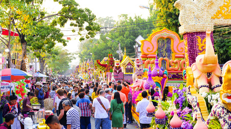 CHIANG MAI,THAILAND - FEB.6 : 40 th Anniversary Chiang Mai Flower Festival 2016, Unidentified many...