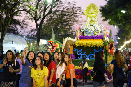 CHIANG MAI,THAILAND - FEB.3 : 42 th Anniversary Chiang Mai Flower Festival 2018, Unidentified many...