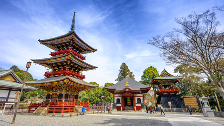 CHIBA JAPAN - MARCH 26, 2018 : Narita san Shinshoji temple, Popular tourists come here because it is an ancient temple with magnificent architecture, have a fascinating history. ( Red Pagoda )のeditorial素材