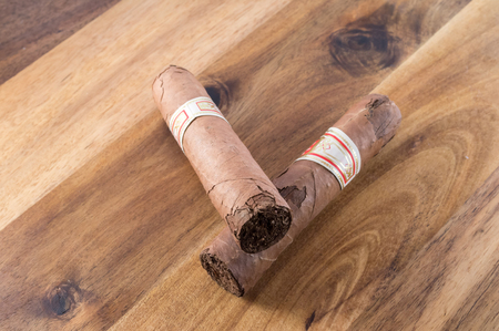 Cuban cigars on wooden tableの写真素材