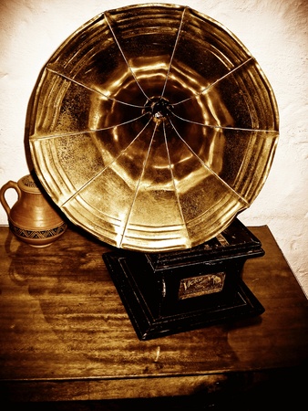 Vintage phonograph in sepiaの写真素材