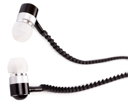 Earphones vacuum, black
 on a white backgroundの写真素材
