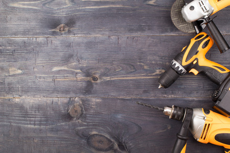 Electric tools on a tableの写真素材