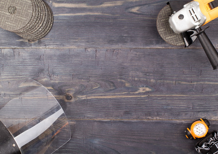 Electric tools on a tableの写真素材