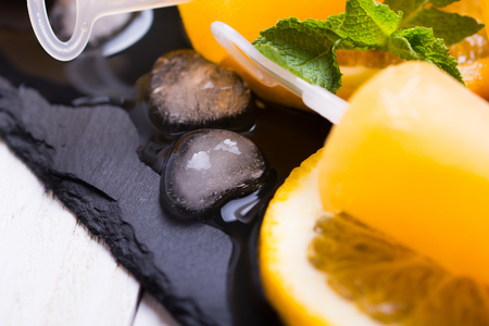 ice cream Fruit ice on a tableの写真素材
