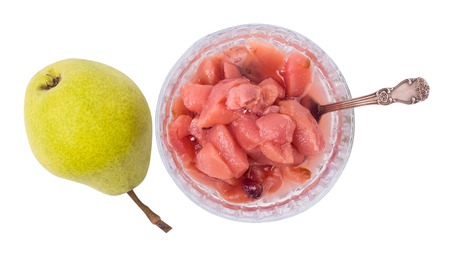 Jam from a pear isolated in a bowlの写真素材