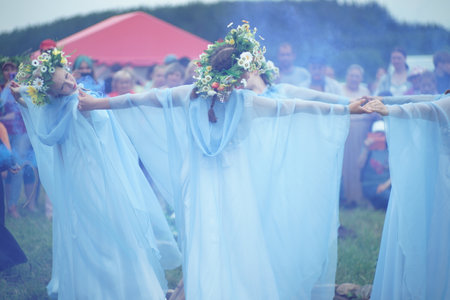 Russia. Sverdlovsk region. Koltashi village. June 18, 2022 Full-color editorial photo. Ural Ethnic...