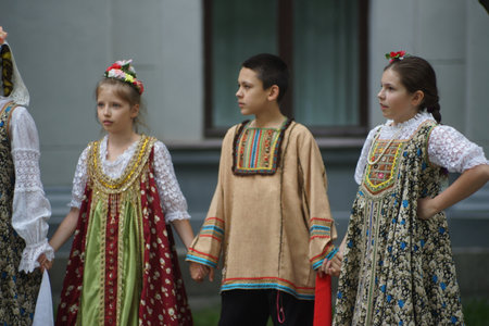 Ekaterinburg. Sverdlovsk region. Russia. June 24, 2022. Regular music festival "Ural Music Night". From the folklore music venue at the Officers' House.のeditorial素材