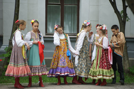 Ekaterinburg. Sverdlovsk region. Russia. June 24, 2022. Regular music festival "Ural Music Night". From the folklore music venue at the Officers' House.のeditorial素材