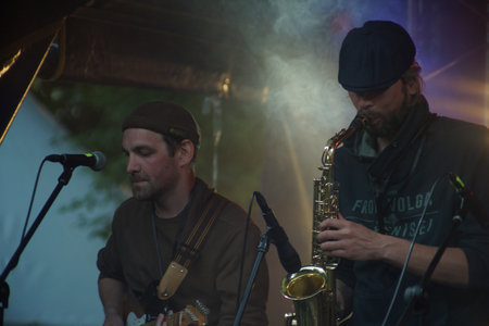 Ekaterinburg. Sverdlovsk region. Russia. June 24, 2022. Ural Music Night. From the venues of the regular popular music festival. The Rail Group.のeditorial素材