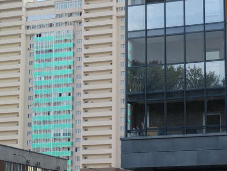 Full color horizontal photo. Linear geometric composition. An inanimate landscape of parts of the...