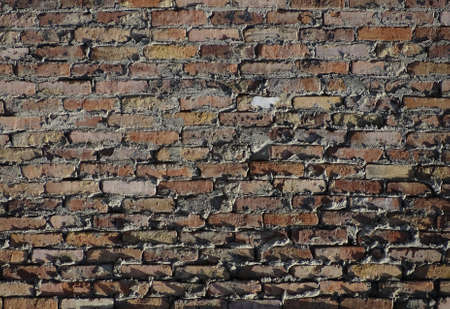 Full color horizontal photo. construction texture. A section of the wall with old brickwork.