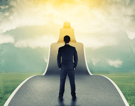 businessman on the road to success in business businessman on the road to success in business