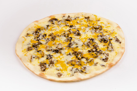 Pizza with mushrooms and different kinds of cheeseの写真素材