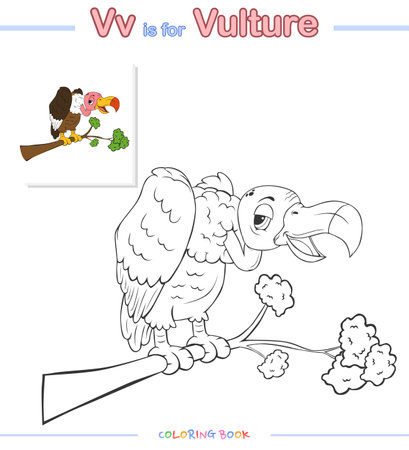 coloring page animal Vulture cartoon.
vector, ready to use, ready to print, easy to edit.
fun coloring with animal alphabet letter.
cartoon look, basic, level 1.のイラスト素材