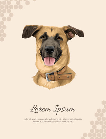 Vector Dog Breed Treeing Tennessee Brindle wall decor ideas. realistic animal images. Hand drawn dog isolated. for room decoration, events, etcのイラスト素材