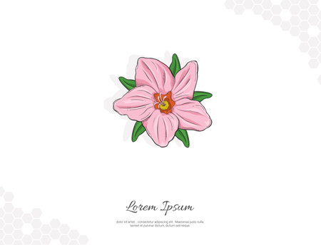Pink flower vector art for wall decoration. A realistic drawing of a flower. Perfect for nature-themed designs and botanical illustrations.のイラスト素材