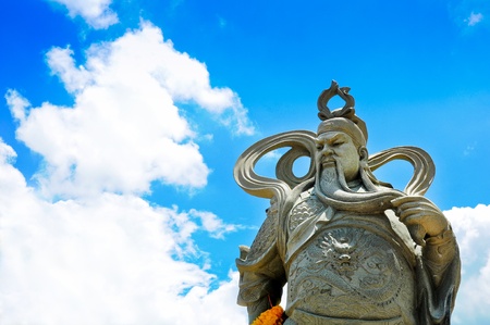Stone Statue Of Guan Yu at Suphanburi province in Thailand 