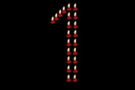 the digit  made from candlelight  on dark  backgroundの写真素材