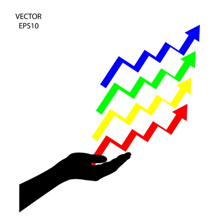 arrow sign on hand icon,hand symbol,abstract background ,business background ,vectorのイラスト素材