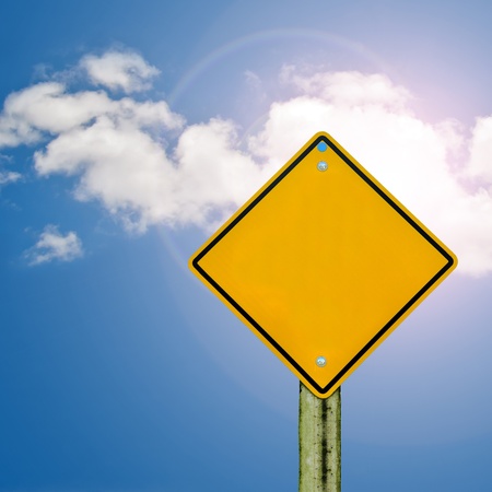 blank board on blue sky background,texts boardの写真素材