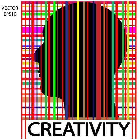 Silhouette of a head with bar codeのイラスト素材