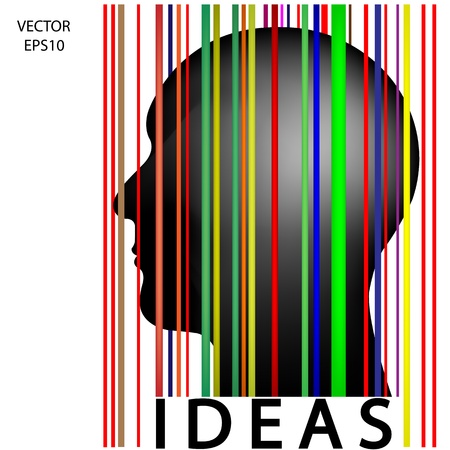 Silhouette of a head with bar code , the concept of business icon,business symbol,business man,vectorのイラスト素材