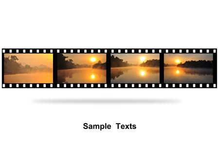 Natural photo with film strip isolated on white backgroundの写真素材