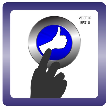 hand of business man pushing a button,hand sign with business button,business concept,business signのイラスト素材