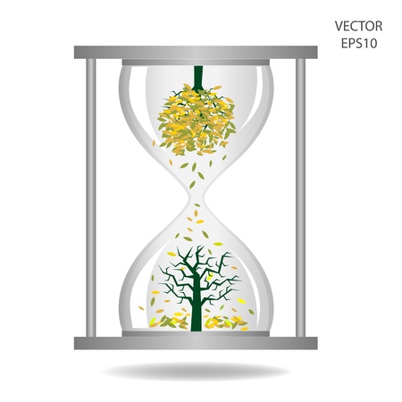 tree and sand glass on white background , green concept ,green ideas ,vectorのイラスト素材