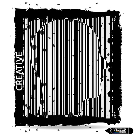 Silhouette of a head with bar code , the concept of business icon,business symbol,business man,vectorのイラスト素材