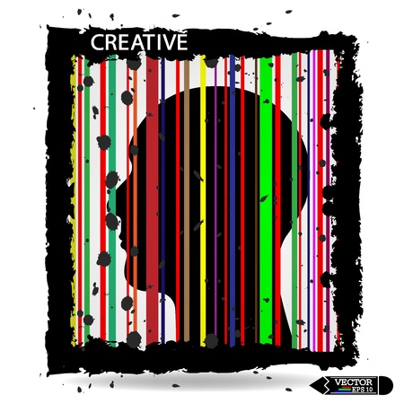 Silhouette of a head with bar code , the concept of business icon,business symbol,business man,vectorのイラスト素材