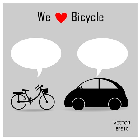 bicycle and car icons with grey background ,vectorのイラスト素材