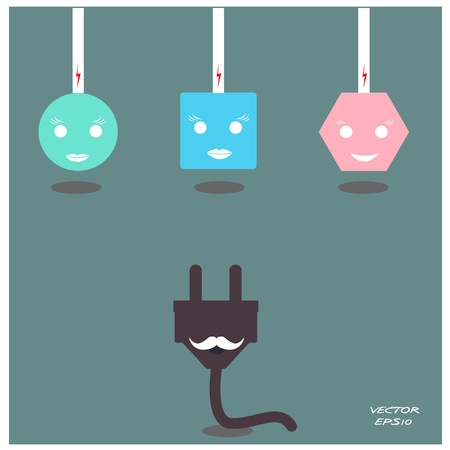 plug icon , funny cartoon ,vectorのイラスト素材