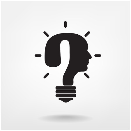 question mark man head symbol and light bulb shape , vector illustration  contains gradient mesh
のイラスト素材