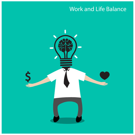 Work and life balance concept,businessman icon,business concept,cartoon concept.vector illustrationのイラスト素材