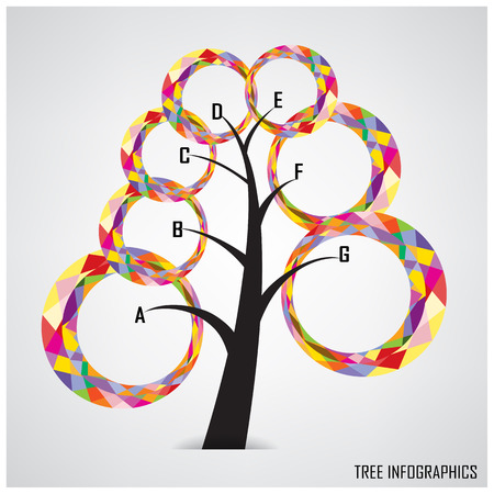 Tree infographics and business symbol.Infographic template.Business sign.Vector illustration contains gradient meshのイラスト素材